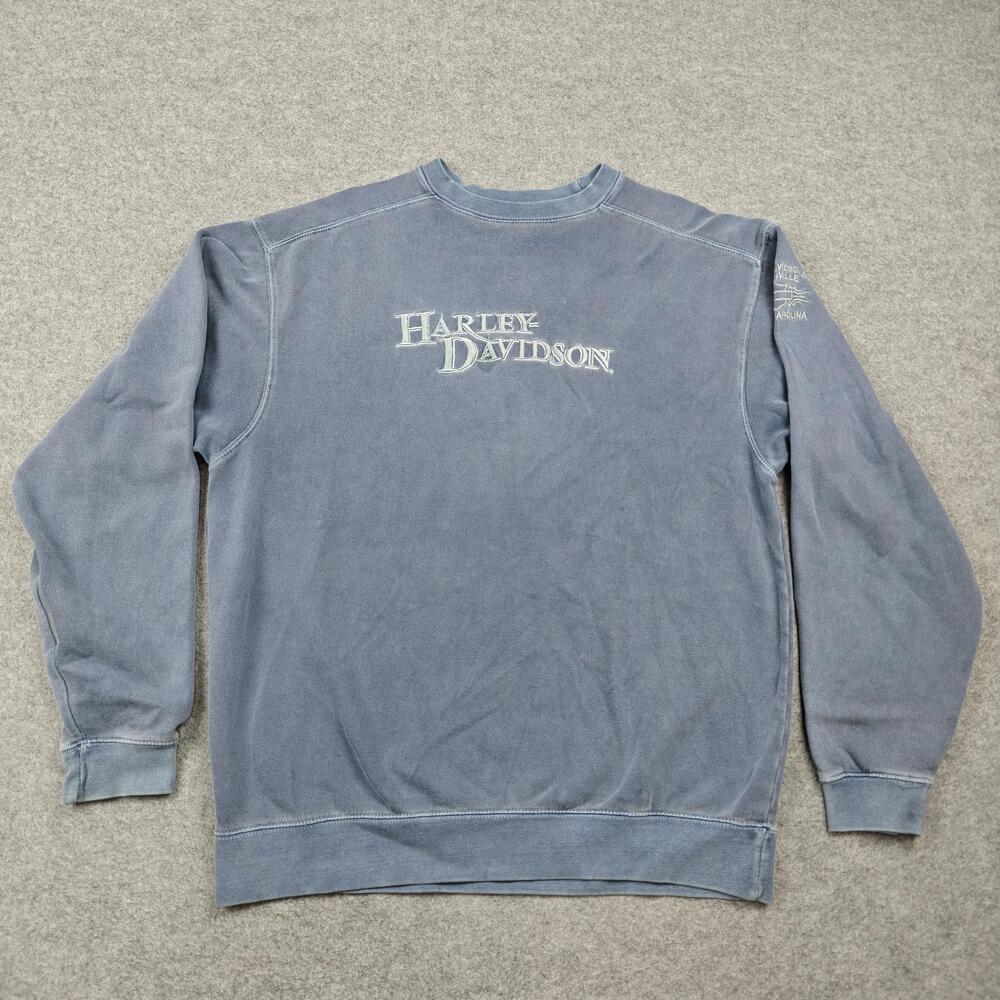 Harley-Davidson Sweatshirt Mens Large Blue Pullover Fleece Embroidered Logo
